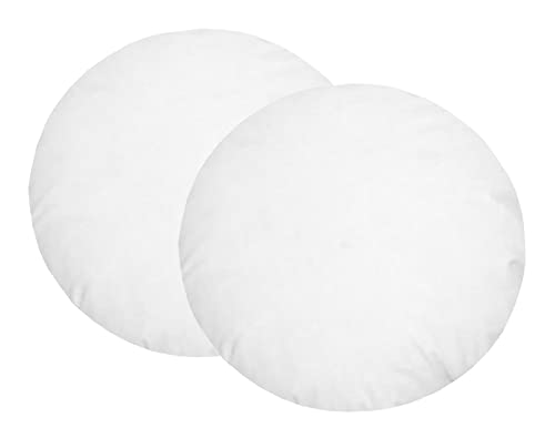 Fennco Styles White Pillow Insert - Premium Polyester Fiber, Made in USA, Square & Round Sizes (16”x16” Round, 2-Pack)