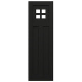 12"W x 42"H True Fit PVC San Antonio Mission Style Fixed Mount Shutters, Black (Per Pair - Hardware Not Included)
