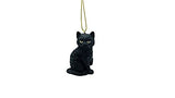 Black Longhair Tabby Kitty Cat Christmas Tree Ornament with Candy Cane Scarf