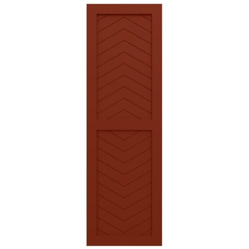 15"W x 26"H True Fit PVC Two Panel Chevron Modern Style Fixed Mount Shutters, Pepper Red (Per Pair - Hardware Not Included)