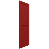 18"W x 29"H True Fit PVC Two Panel Chevron Modern Style Fixed Mount Shutters, Fire Red (Per Pair - Hardware Not Included)