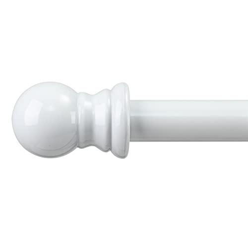 Decorative Curtain Rods for Windows 28 to 48 Inch - 1 Inch Heavy Duty Basic Curtain Rods,Adjustable Drapery Pole with Bracket for Sliding Glass Doors,Kitchen,Farmhouse Bathroom - White