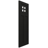 12"W x 42"H True Fit PVC San Antonio Mission Style Fixed Mount Shutters, Black (Per Pair - Hardware Not Included)