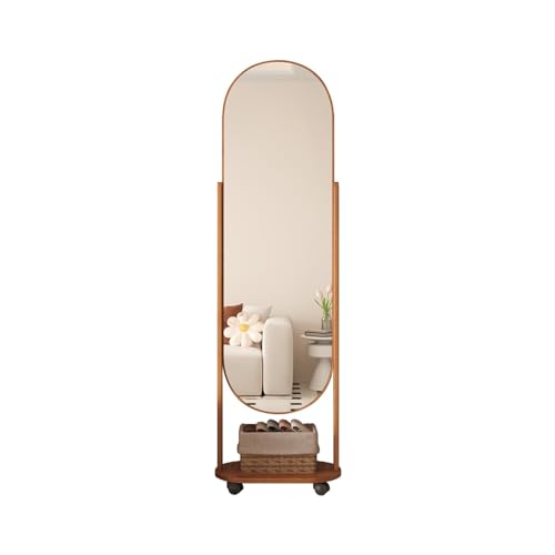 FKEE55UED Floor Movable Pegboard Dressing Mirror Coat Rack Household Rotating Full-Length and Hat Mirror