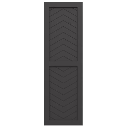 18"W x 32"H True Fit PVC Two Panel Chevron Modern Style Fixed Mount Shutters, Shadow Mountain (Per Pair - Hardware Not Included)