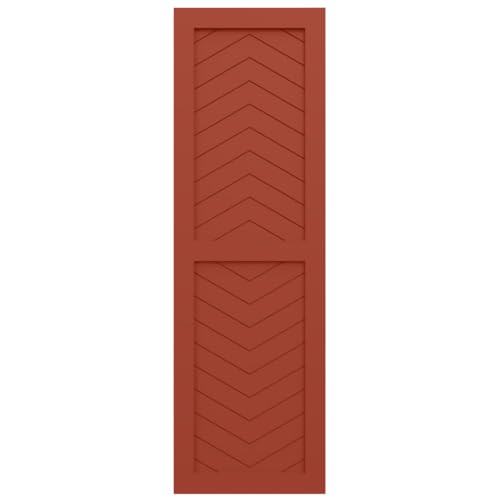 18"W x 44"H True Fit PVC Two Panel Chevron Modern Style Fixed Mount Shutters, Colorful Leaves (Per Pair - Hardware Not Included)