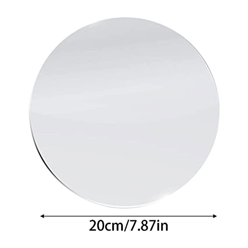 8 inch Glass Round Mirror Circle Wall Mounted for Bathroom, Living Room, Home Decor, Small Round Mirror Plate Trays for Wedding Table Centerpieces