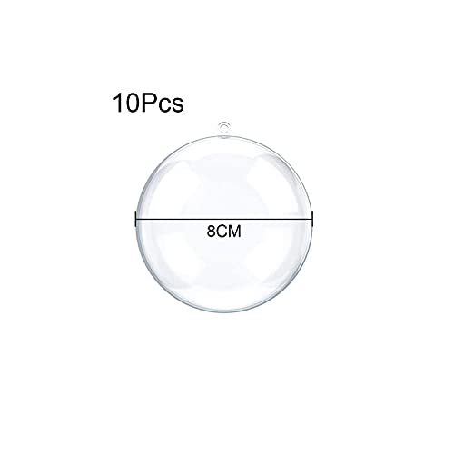 10 Pcs 3.14 inch Filling Transparent Plastic Decorative Call DIY Craft Ball Transparent Ball Christmas, Birthday, Wedding, Party and Home Decoration Ornaments ((3.14"/80mm))