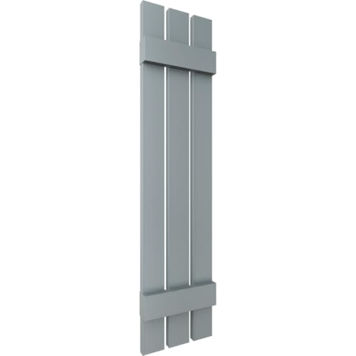 12 in. W x 35 in. H Builders Edge, TailorMade Three Board Spaced (2 Batten), Board-n-Batten Shutters, Includes Matching Installation Spikes (Per Pair), 419 - Storm Cloud