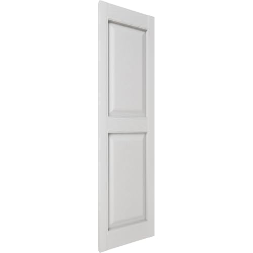 Ekena Millwork Lifetime Vinyl LP2S12X04300WH Standard Two Equal Panel Vinyls, Raised Panel Vinyl Shutters, w/Installation Shutter-Lok's & Matching Screws (Per Pair), 12"W x 43"H, White