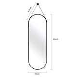 OGCAU 48'' x 16'' Full Length Mirror Wall-Mounted, Full Body Hanging Mirror for Wall and Door in Bedroom, Living Room, Oval with Straps, Hanging with Aluminum Alloy Frame (Oval Black)