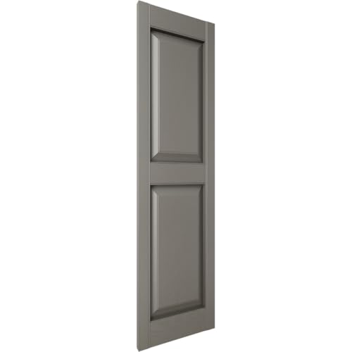 Mid America P21243018 Custom Two Equal, Raised Panel Shutter (Per Pair), 12"W x 43"H, Tuxedo Grey