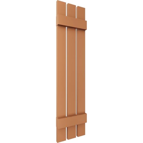 12 in. W x 48 in. H Builders Edge, TailorMade Three Board Spaced (2 Batten), Board-n-Batten Shutters, Includes Matching Installation Spikes (Per Pair), 471 - Treated Cedar