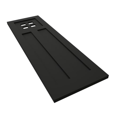 12"W x 42"H True Fit PVC San Antonio Mission Style Fixed Mount Shutters, Black (Per Pair - Hardware Not Included)