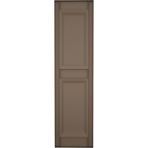 12 in. W x 43 in. H Builders Edge, TailorMade Two Equal Panels, Raised Panel Shutters, Includes Matching Installation Spikes (Per Pair), 385 - French Roast