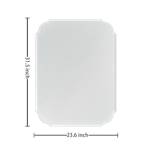 Silver Wall Mirror-Beveled Edge Frameless Mirror for Bathroom, Vanity, Bedroom, Rectangle Mirrors （32X24inch）