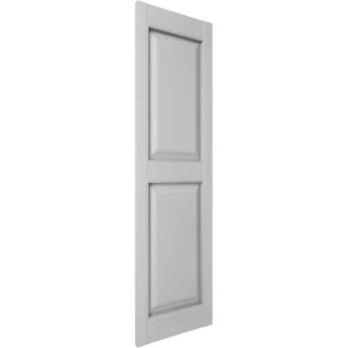 Ekena Millwork Lifetime Vinyl LP2S12X03100PG Standard Two Equal Panel Vinyls, Raised Panel Vinyl Shutters, w/Installation Shutter-Lok's & Matching Screws (Per Pair), 12"W x 31"H, Paintable