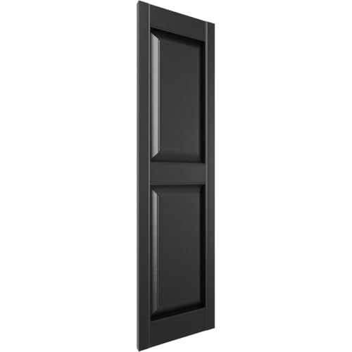 Mid America P21447002 Custom Two Equal, Raised Panel Shutter (Per Pair), 14 1/2"W x 47"H, Black