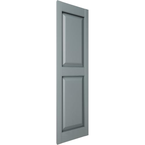 12 in. W x 31 in. H Builders Edge, TailorMade Two Equal Panels, Raised Panel Shutters, Includes Matching Installation Spikes (Per Pair), 419 - Storm Cloud