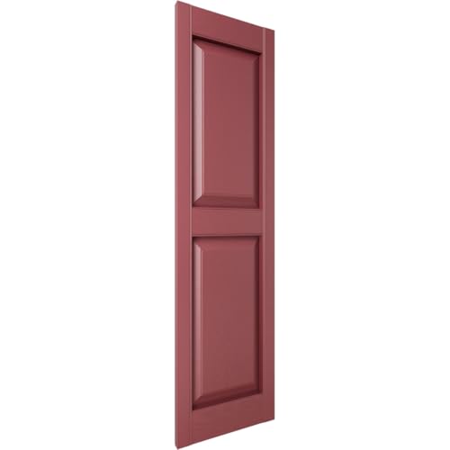 Mid America P21439078 Custom Two Equal, Raised Panel Shutter (Per Pair), 14 1/2"W x 39"H, Wineberry