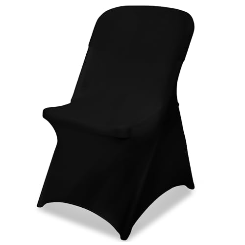Black Chair Covers Stretch Folding Chair Covers Universal Spandex Fitted Chair Slipcovers for Wedding Dining Party Banquet Holidays Celebration Trade Show Craft Show Decoration (36 Pack)