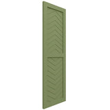 18"W x 41"H True Fit PVC Two Panel Chevron Modern Style Fixed Mount Shutters, Moss Green (Per Pair - Hardware Not Included)