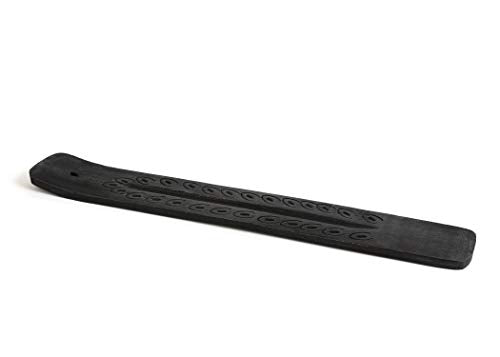 Wooden Incense Holder - Carved Wood Hand Painted - 10 inches Long (Black)