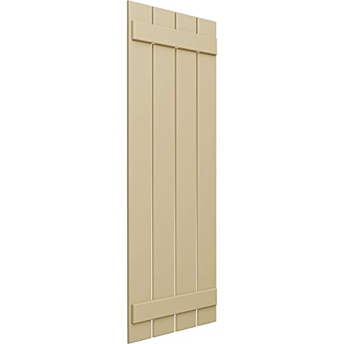 23"W x 52"H True Fit PVC, Four Board Spaced Board-n-Batten Shutters, Natural Twine (Per Pair - Hardware Not Included)