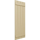 23"W x 52"H True Fit PVC, Four Board Spaced Board-n-Batten Shutters, Natural Twine (Per Pair - Hardware Not Included)