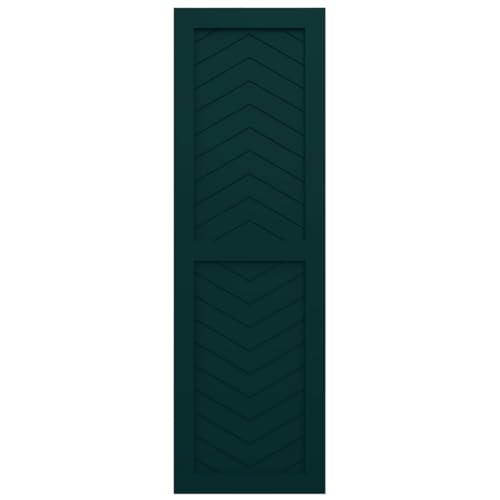 18"W x 53"H True Fit PVC Two Panel Chevron Modern Style Fixed Mount Shutters, Thermal Green (Per Pair - Hardware Not Included)