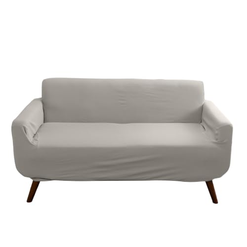 Home Details Stretch Pique Loveseat Slipcover Ivory Color | Furniture Protector | 2 Cushion Couch Cover