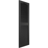 Ekena Millwork Lifetime Vinyl LL1S12X05200BL Standard Cathedral Top Center Mullion, Open Louver Vinyl Shutters, w/Installation Shutter-Lok's & Matching Screws (Per Pair), 12"W x 52"H, Black