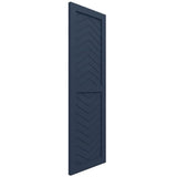 18"W x 32"H True Fit PVC Two Panel Chevron Modern Style Fixed Mount Shutters, Starless Night Blue (Per Pair - Hardware Not Included)