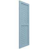 15"W x 51"H True Fit PVC Two Panel Chevron Modern Style Fixed Mount Shutters, Peaceful Blue (Per Pair - Hardware Not Included)