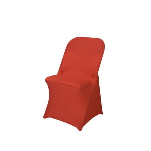 Dimatic 6 Pack Red Stretch Fabric Folding Chair Covers, Universal Fit Washable Slipcovers for Wedding, Banquet, Party