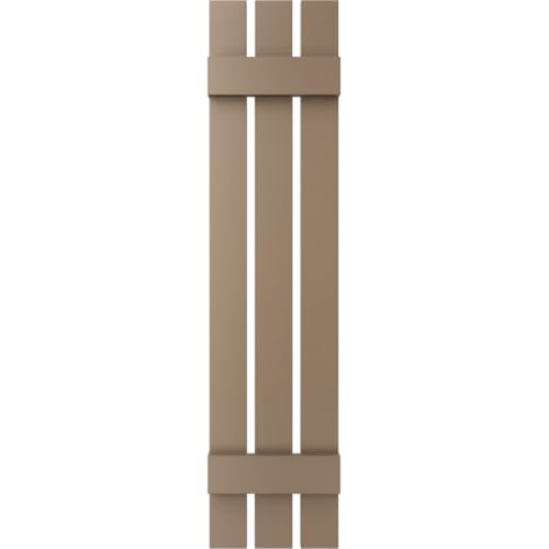 12 in. W x 34 in. H Builders Edge, TailorMade Three Board Spaced (2 Batten), Board-n-Batten Shutters, Includes Matching Installation Spikes (Per Pair), 385 - French Roast