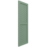 18"W x 25"H True Fit PVC Two Panel Chevron Modern Style Fixed Mount Shutters, Track Green (Per Pair - Hardware Not Included)