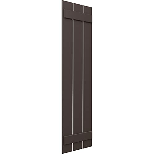 17 1/8"W x 32"H True Fit PVC Three Board Spaced Board-n-Batten Shutters, Raisin Brown (Per Pair - Hardware Not Included)