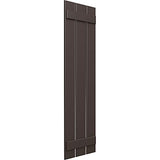 17 1/8"W x 32"H True Fit PVC Three Board Spaced Board-n-Batten Shutters, Raisin Brown (Per Pair - Hardware Not Included)