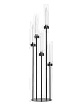 39.8'' Black 5 Arm Candelabra Candle Holder Centerpiece with Acrylic Shades