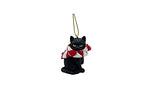 Black Longhair Tabby Kitty Cat Christmas Tree Ornament with Candy Cane Scarf