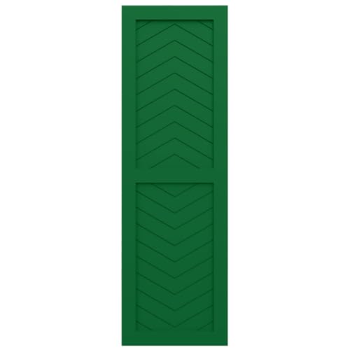18"W x 51"H True Fit PVC Two Panel Chevron Modern Style Fixed Mount Shutters, Viridian Green (Per Pair - Hardware Not Included)
