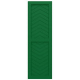 18"W x 36"H True Fit PVC Two Panel Chevron Modern Style Fixed Mount Shutters, Viridian Green (Per Pair - Hardware Not Included)