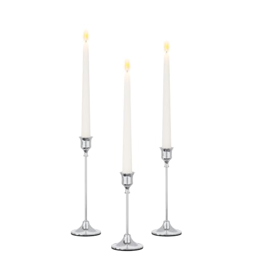 NLBTW Silver Candlestick Holders, Metal Taper Candle Holder, Set of 3