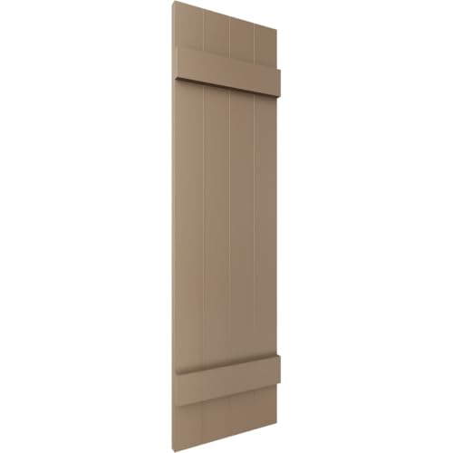 14"W x 38"H Lifetime Vinyl, TailorMade Four Board Joined (2 Batten), Board-n-Batten Shutters, w/Shutter-Loks (Per Pair), French Roast