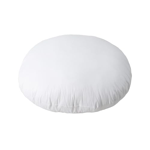 32 Inch Round Diameter Down Alternative Decorative Pillow Insert, Cotton Cover, White