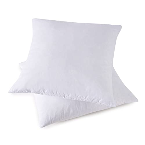 Throw Couch Pillows Inserts, Set of 2 Down Feather Pillows Inserts Bed and Cotton Cover, 18x18 Inches