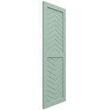 18"W x 52"H True Fit PVC Two Panel Chevron Modern Style Fixed Mount Shutters, Seaglass (Per Pair - Hardware Not Included)