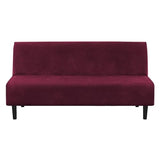 XJHKG Velvet Stretch Armless Futon Slipcover Washable Furniture Protector for Sofa Bed(Burgundy)