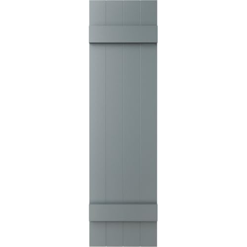 14"W x 29"H Lifetime Vinyl, TailorMade Four Board Joined (2 Batten), Board-n-Batten Shutters, w/Shutter-Loks (Per Pair), Storm Cloud